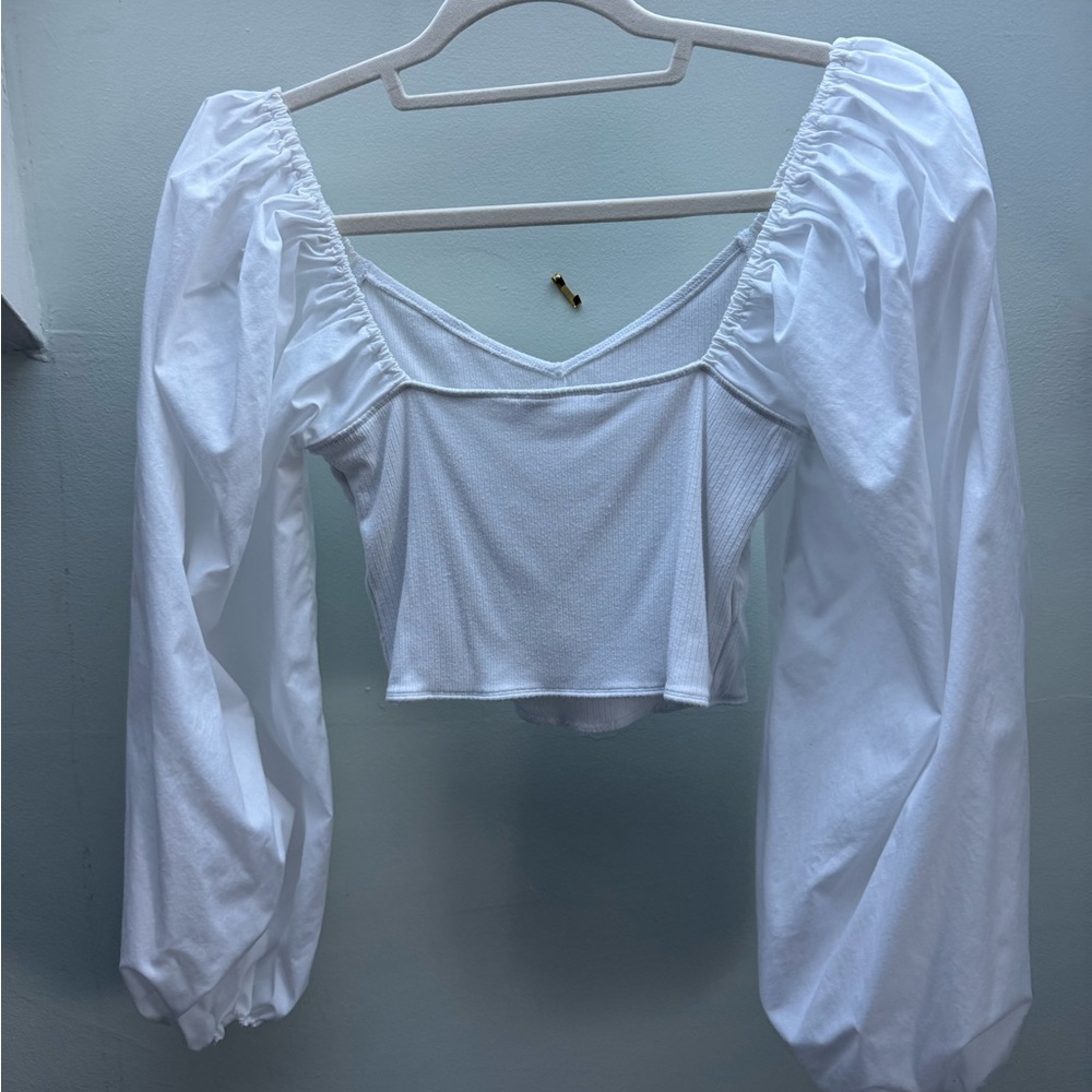 Abercrombie & Fitch White Puff Sleeve Blouse - Picture 4 of 6